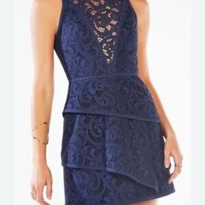BCBGMaxAzria Midnight Blue Lace Mini Dress
